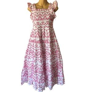Rare Editions Pink and White Midi Dress